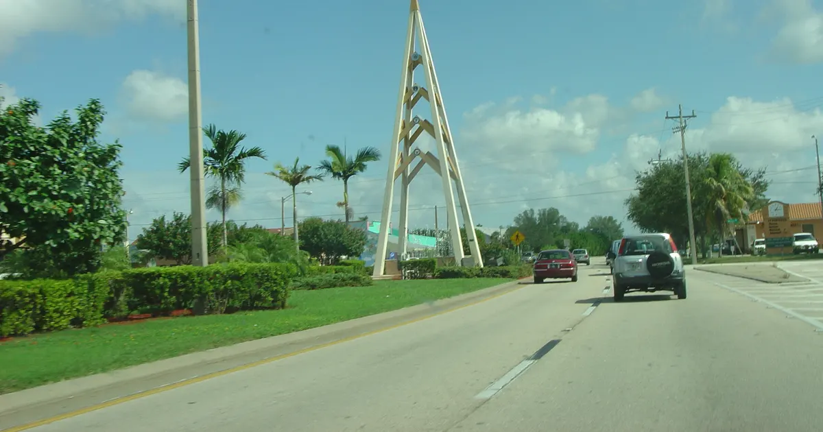 Cape Coral Parkway monument near Cape Coral Bridge in Cape Coral, Florida