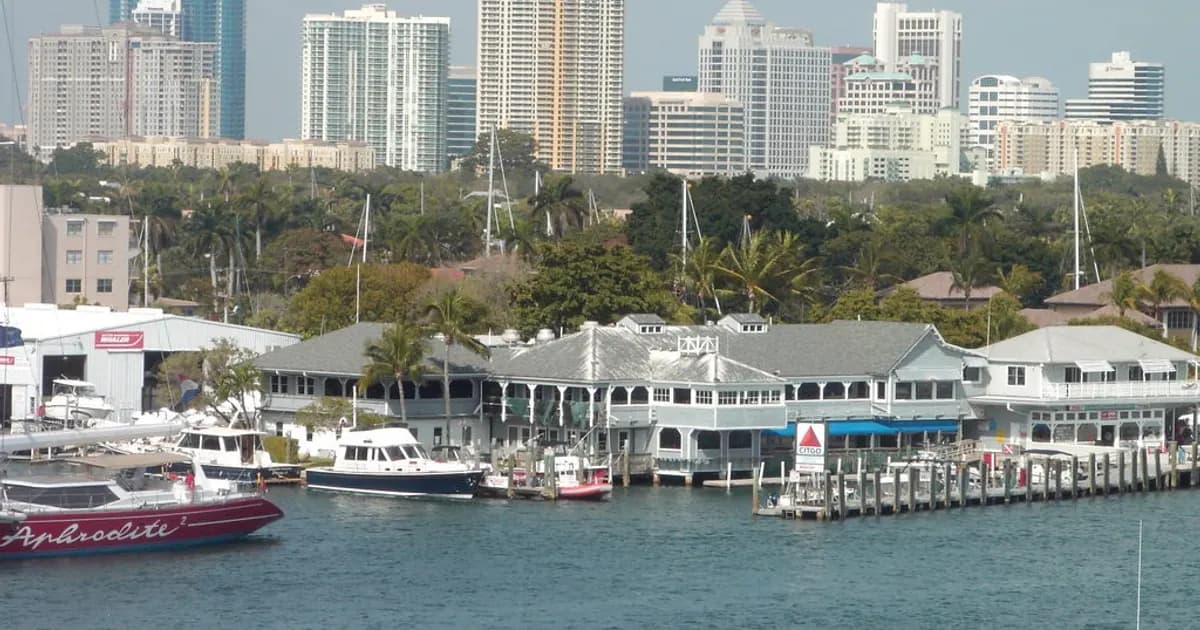 Fort Lauderdale skyline and waterfront in Fort Lauderdale, Florida