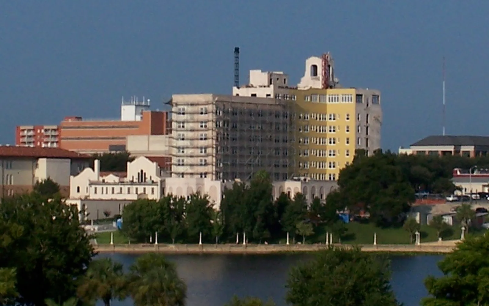 Downtown Lakeland skyline viewed across the lake in Lakeland, Florida