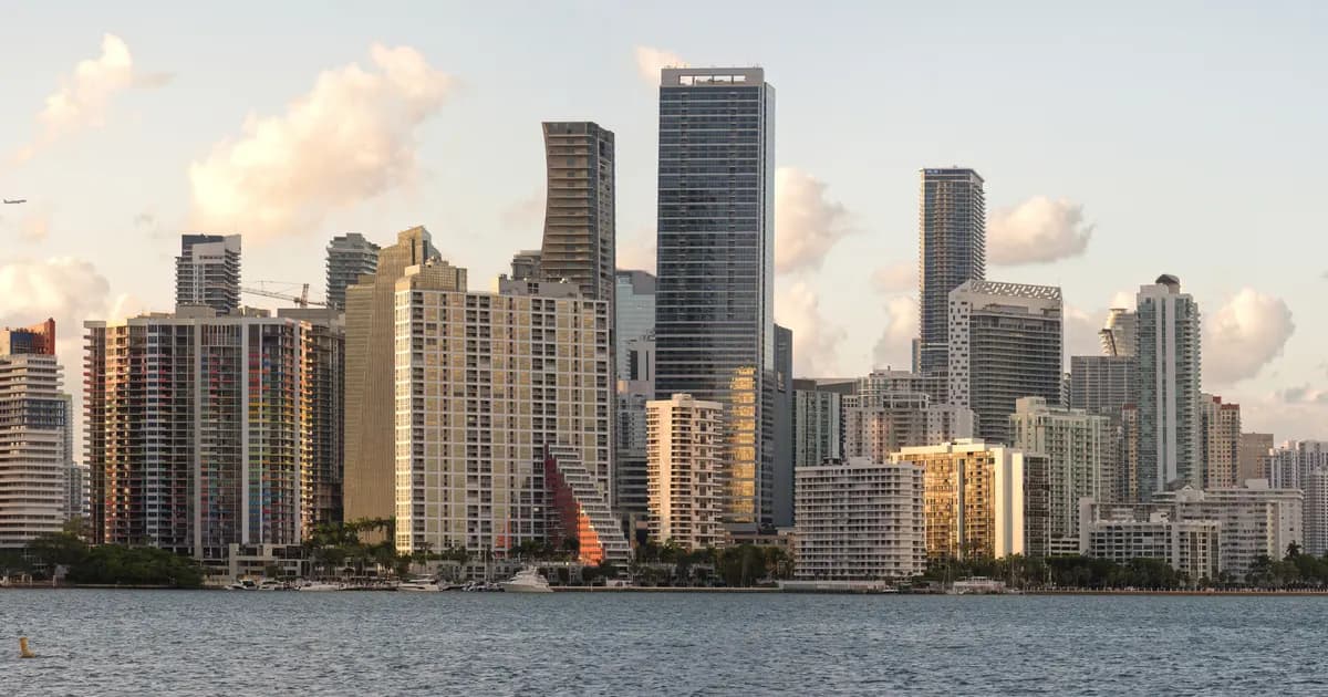 Miami skyline by the water in Miami, Florida
