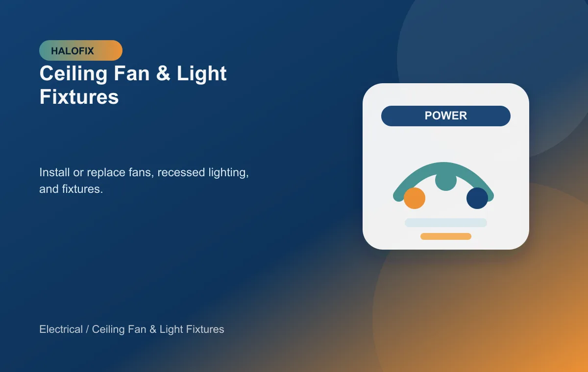 Ceiling Fan & Light Fixtures support in Electrical - Lighting Fans support for Electrical service requests - HALOFIX USA