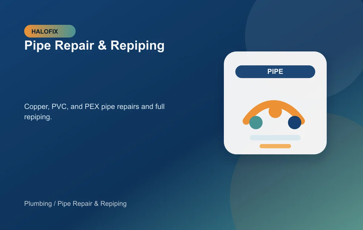 Pipe Repair & Repiping support in Plumbing - Pipe Repair support for Plumbing service requests - HALOFIX USA