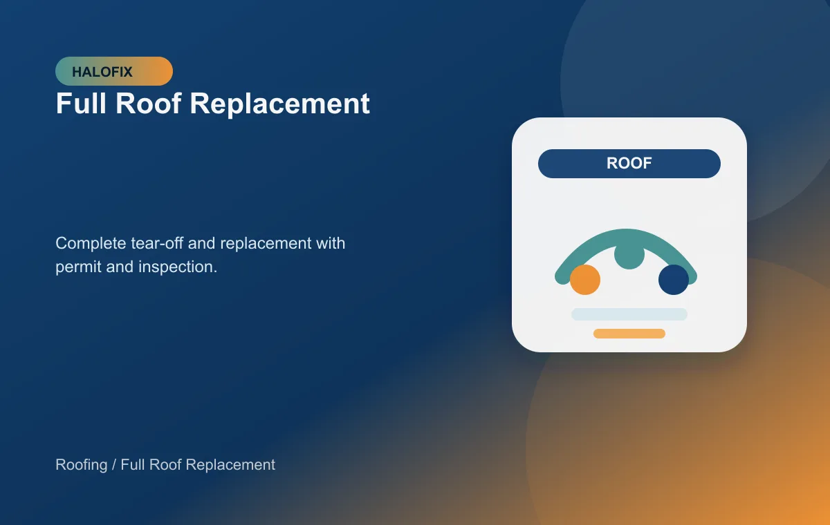 Full Roof Replacement support in Roofing - Roof Replacement support for Roofing service requests - HALOFIX USA