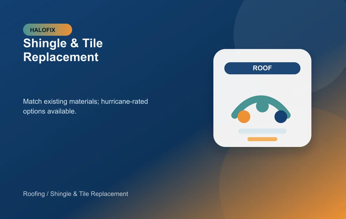 Shingle & Tile Replacement support in Roofing - Shingle Tile support for Roofing service requests - HALOFIX USA